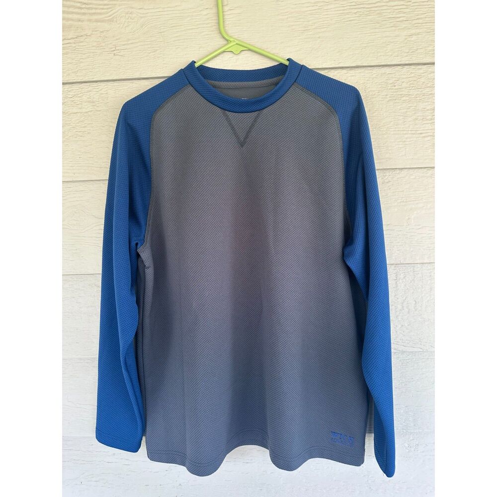Cabela's Wick Advance Gray Blue Long Sleeve Performance Raglan Shirt Size L Reg